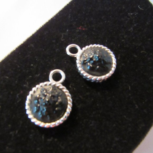 Custom 14K White Gold Black Intaglio Earring Charms - Stunning! - Picture 5 of 16